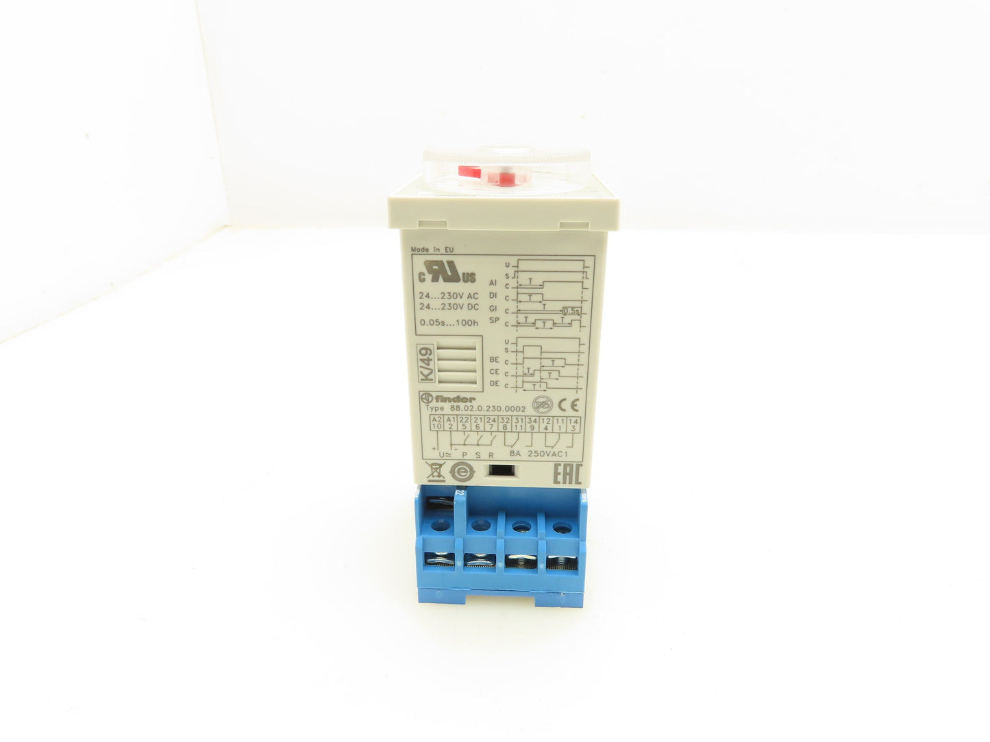 Finder 88.02 Multi-Voltage Plug-In Timer Socket Relay Base 0.5sec-100hr Lot of 2