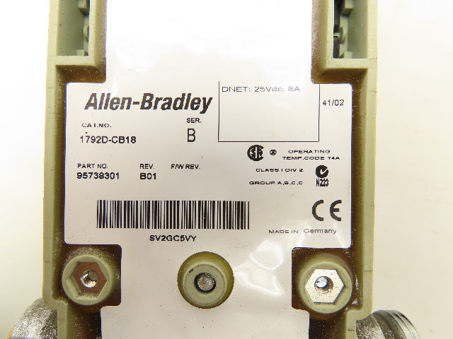 Allen-Bradley 1792D-CB18 DeviceNet Armor Block Maxum I/O Module Ser B Lot Of 2