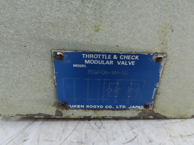 Yuken MSW-06-XH-10 Hydraulic Throttle & Check Modular Sandwich Valve