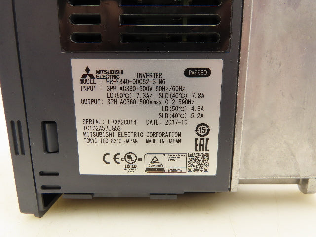 Mitsubishi Electric FR-F840-00052-3-N6 VFD Drive Inverter 3PH 380-500V 5.2A