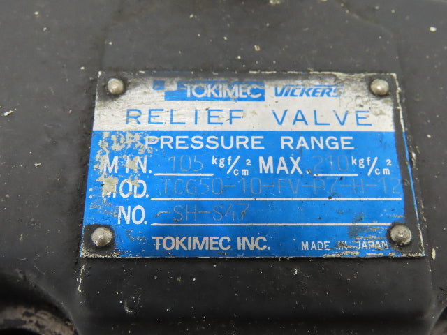 Tokimec Vickers TCG50-10-FV-P7-H-12-SH-S47 Solenoid Controlled Relief Valve 24V