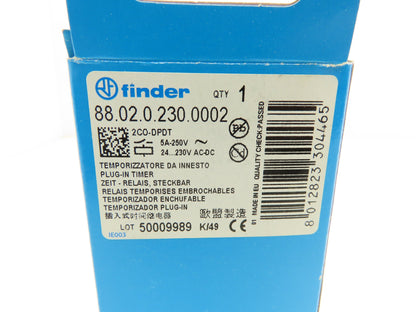 Finder 88.02 Multi-Voltage Plug-In Timer Socket Relay Base 0.5sec-100hr