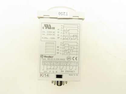 Finder 88.02 Multi-Voltage Plug-In Timer Socket Relay Base 0.5sec-100hr