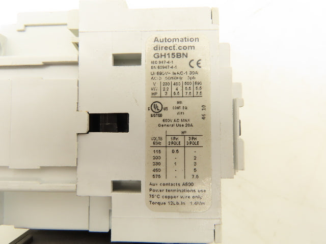 Automation Direct RTD32 600 Thermal Overload Relay Contactor 4-6A 120V Coil