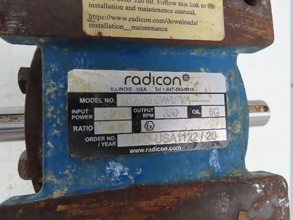 Radicon Reducer 5:1 Toshiba Gearmotor 2Hp 230/460V 3PH 346 RPM Dual Shaft 145TC