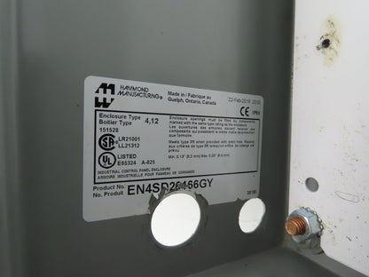 Hammond EN4SD20166GY Electrical Enclosure Box 20x16x6" Wall Mount Back Panel