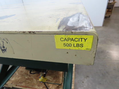 Southworth Hydraulic Scissor Lift Table 500lb 48" Travel 54x72" Top 90° Tip 115V