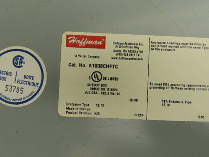 Hoffman A1008CHFTC Electrical Enclosure Box 10x8x4" Wall Mount Terminal Blocks