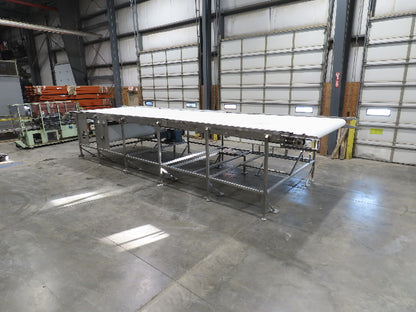 Stainless Food Grade Belt Conveyor 96" Wide 28'L 460V 3PH 16 FPM