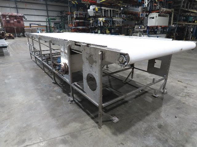 Stainless Food Grade Belt Conveyor 96" Wide 28'L 460V 3PH 16 FPM