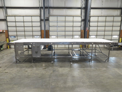 Stainless Food Grade Belt Conveyor 96" Wide 28'L 460V 3PH 16 FPM