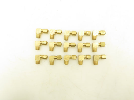 Parker 1/8" Compression x MNPT Brass 90 Degree Elbow Lot of 15