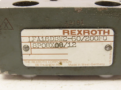 Rexroth LFA-16-DBW2-60/200F08P08X08/12 Hydraulic Cartridge Valve Control Cover