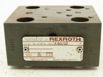 Rexroth LFA 16 KWA-60/A108/12 Hydraulic Cartridge Valve Control Cover