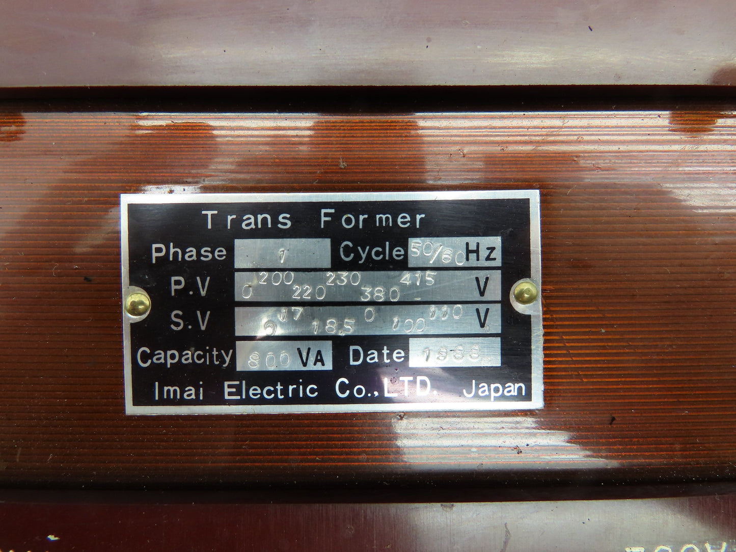 Imai Electric Industrial Transformer 1PH 415V PV 110V SV 800VA