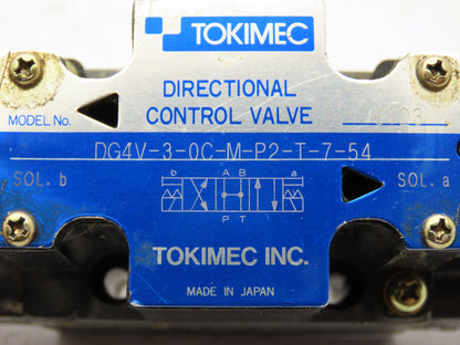 Tokimec DG4V-3-0C-M-P2-T-7-54 Hydraulic Directional Solenoid Valve 100/110V