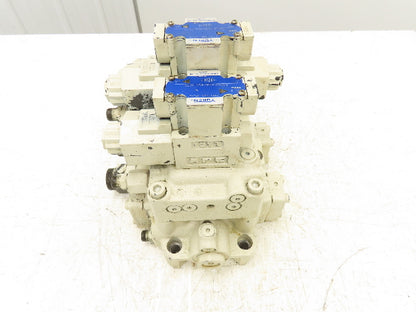 Yuken DSG-01 Directional Solenoid Valve 3-Station Hydraulic Manifold Assy 24VDC