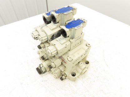 Yuken DSG-01 Directional Solenoid Valve 3-Station Hydraulic Manifold Assy 24VDC