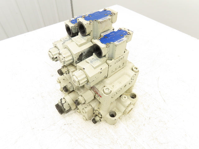 Yuken DSG-01 Directional Solenoid Valve 3-Station Hydraulic Manifold Assy 24VDC