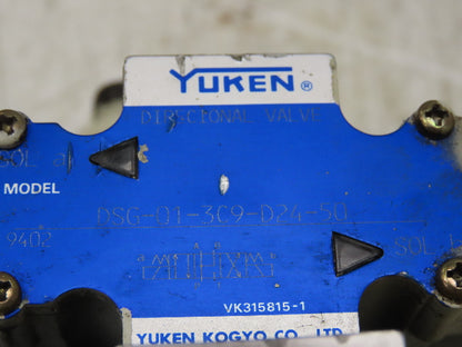 Yuken DSG-01 Directional Solenoid Valve 3-Station Hydraulic Manifold Assy 24VDC