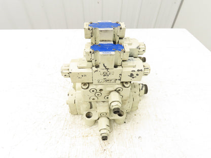 Yuken DSG-01 Directional Solenoid Valve 3-Station Hydraulic Manifold Assy 24VDC