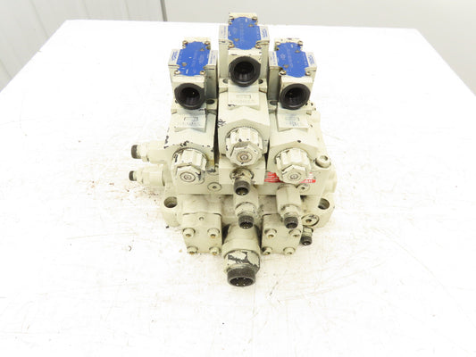 Yuken DSG-01 Directional Solenoid Valve 3-Station Hydraulic Manifold Assy 24VDC
