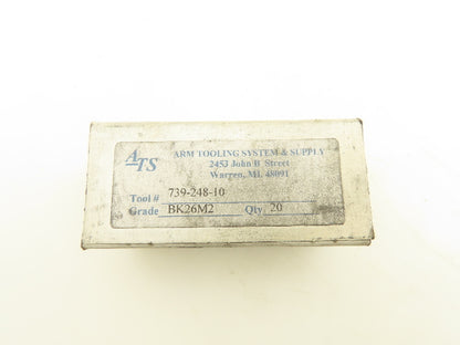 Arm Tooling System 739-248-10 Carbide Milling Insert Grade BK26M2 Pack Of 20