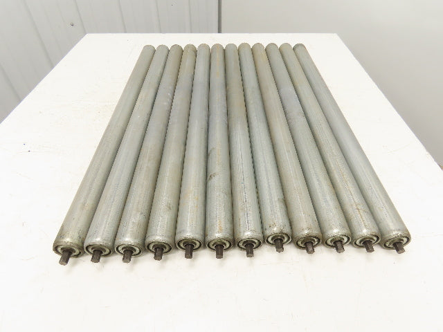 1.9"x 31"BF  Galvanized Steel Gravity Conveyor Roller 7/16" Hex Axle  Lot of 12