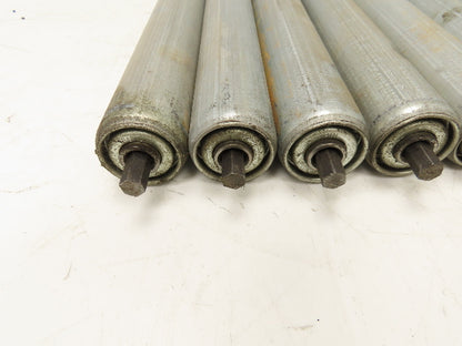 1.9"x 31"BF  Galvanized Steel Gravity Conveyor Roller 7/16" Hex Axle  Lot of 12