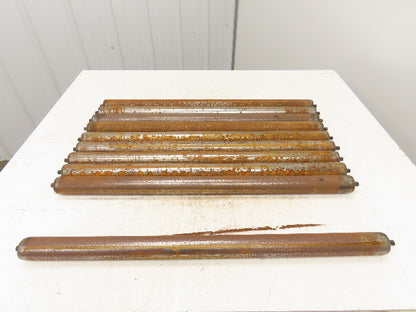 1.9"x 31"BF  Galvanized Steel Gravity Conveyor Roller 7/16" Hex Axle  Lot of 10