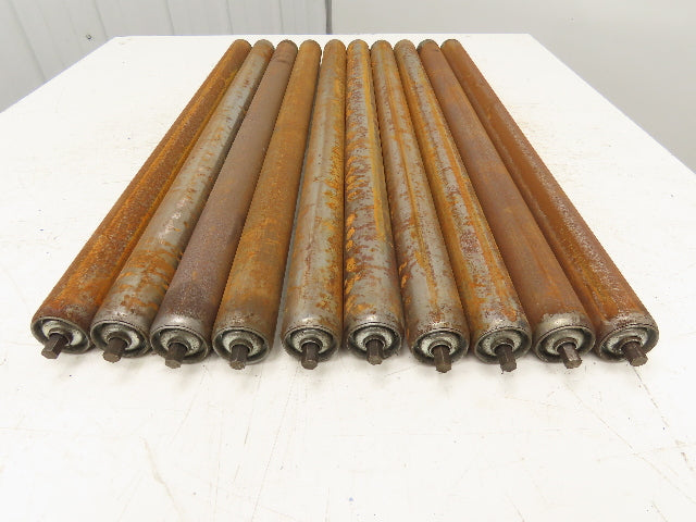 1.9"x 31"BF  Galvanized Steel Gravity Conveyor Roller 7/16" Hex Axle  Lot of 10