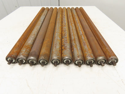 1.9"x 31"BF  Galvanized Steel Gravity Conveyor Roller 7/16" Hex Axle  Lot of 10