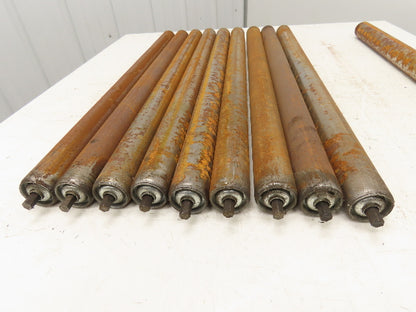 1.9"x 31"BF  Galvanized Steel Gravity Conveyor Roller 7/16" Hex Axle  Lot of 10