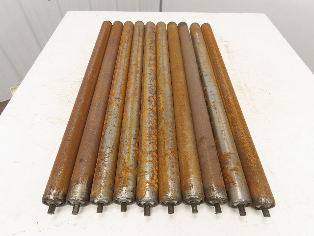 1.9"x 31"BF  Galvanized Steel Gravity Conveyor Roller 7/16" Hex Axle  Lot of 10