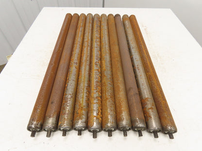1.9"x 31"BF  Galvanized Steel Gravity Conveyor Roller 7/16" Hex Axle  Lot of 10