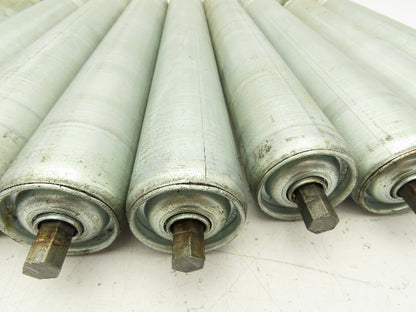 1.9"x 15"BF Single Groove Steel Gravity Conveyor Roller 7/16" Hex Axle Lot of 10