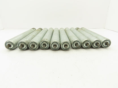 1.9"x 15"BF Single Groove Steel Gravity Conveyor Roller 7/16" Hex Axle Lot of 10