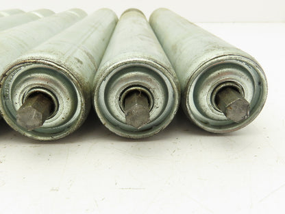 1.9"x 15"BF Single Groove Steel Gravity Conveyor Roller 7/16" Hex Axle Lot of 10