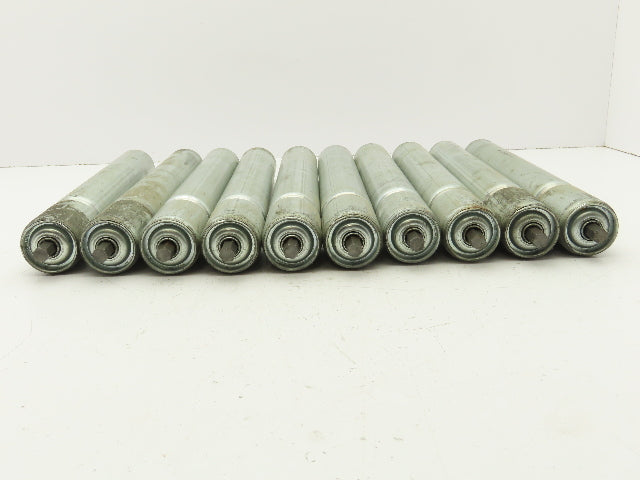 1.9"x 15"BF Single Groove Steel Gravity Conveyor Roller 7/16" Hex Axle Lot of 10