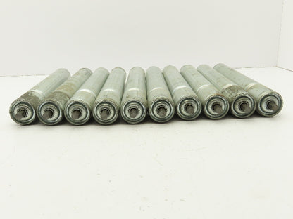 1.9"x 15"BF Single Groove Steel Gravity Conveyor Roller 7/16" Hex Axle Lot of 10