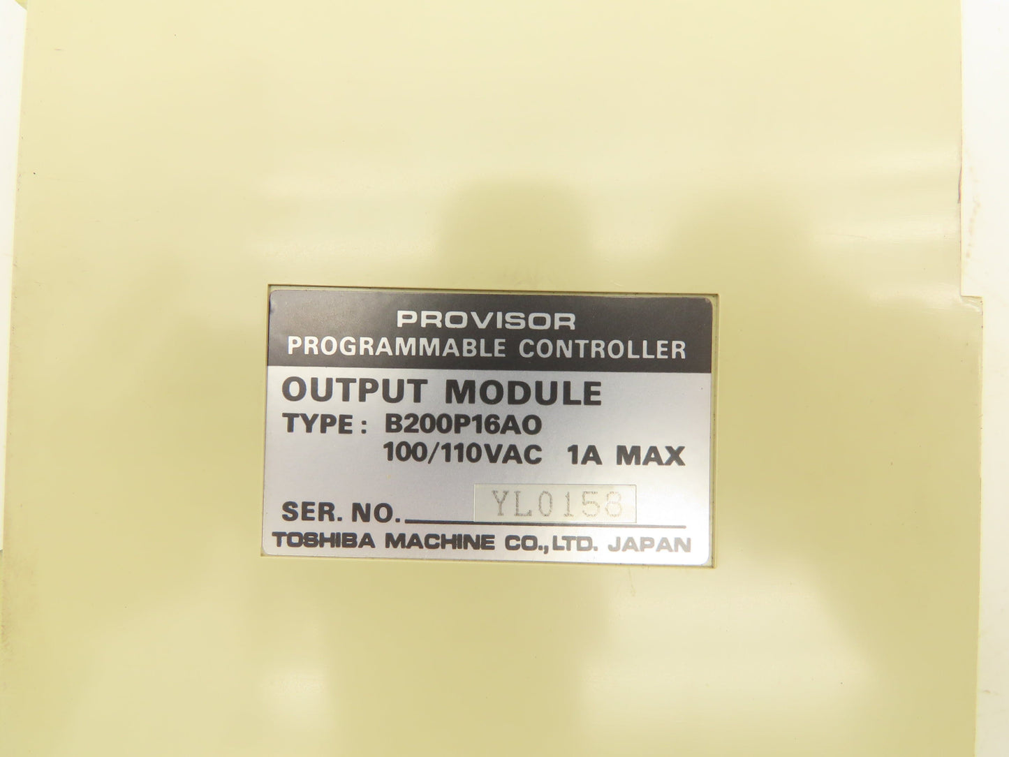 Toshiba B200P16AO PLC Provisor Programmable Controller Output Module 110VAC 1A