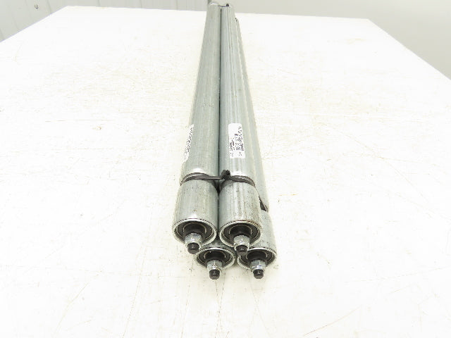 1.5"x 30.4"BF Double Groove Steel Gravity Conveyor Roller 5/16" Axle Lot of 4