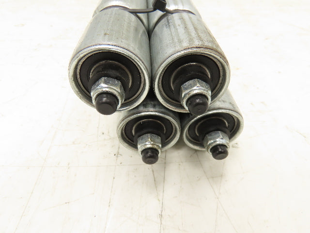 1.5"x 30.4"BF Double Groove Steel Gravity Conveyor Roller 5/16" Axle Lot of 4