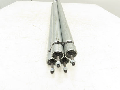1.5"x 30.4"BF Double Groove Steel Gravity Conveyor Roller 5/16" Axle Lot of 4