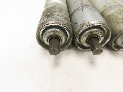 1.9"x 23"BF  Galvanized Steel Gravity Conveyor Roller 7/16" Hex Axle  Lot of 11