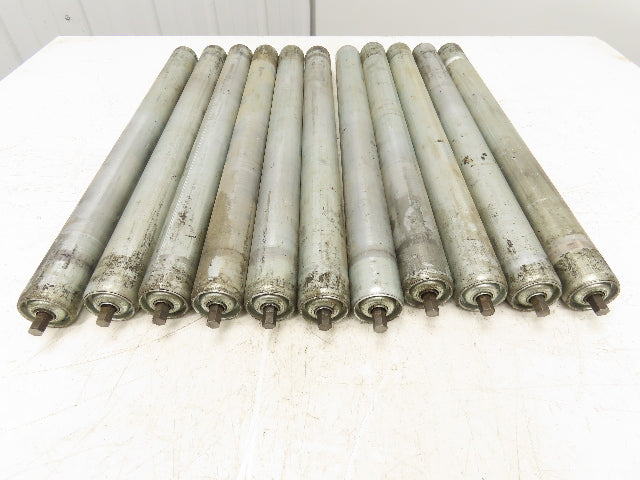 1.9"x 23"BF  Galvanized Steel Gravity Conveyor Roller 7/16" Hex Axle  Lot of 11