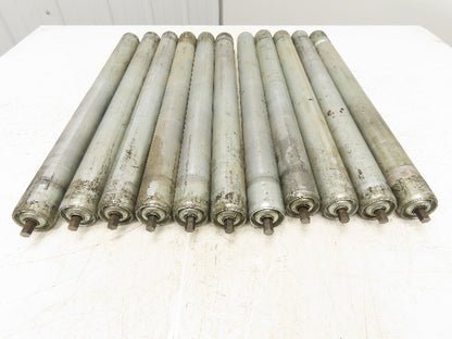 1.9"x 23"BF  Galvanized Steel Gravity Conveyor Roller 7/16" Hex Axle  Lot of 11