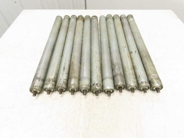 1.9"x 23"BF  Galvanized Steel Gravity Conveyor Roller 7/16" Hex Axle  Lot of 11