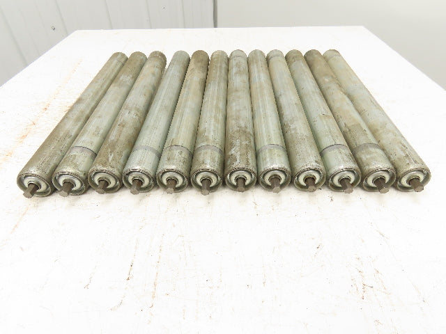 1.9"x 18.5"BF Galvanized Steel Gravity Conveyor Roller 7/16" Hex Axle Lot of 12