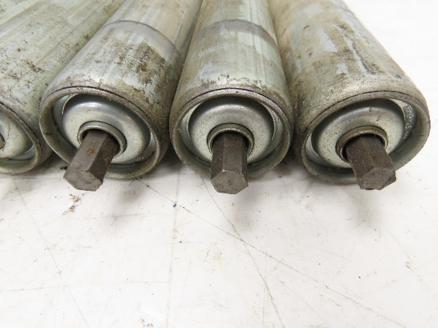 1.9"x 18.5"BF Galvanized Steel Gravity Conveyor Roller 7/16" Hex Axle Lot of 12